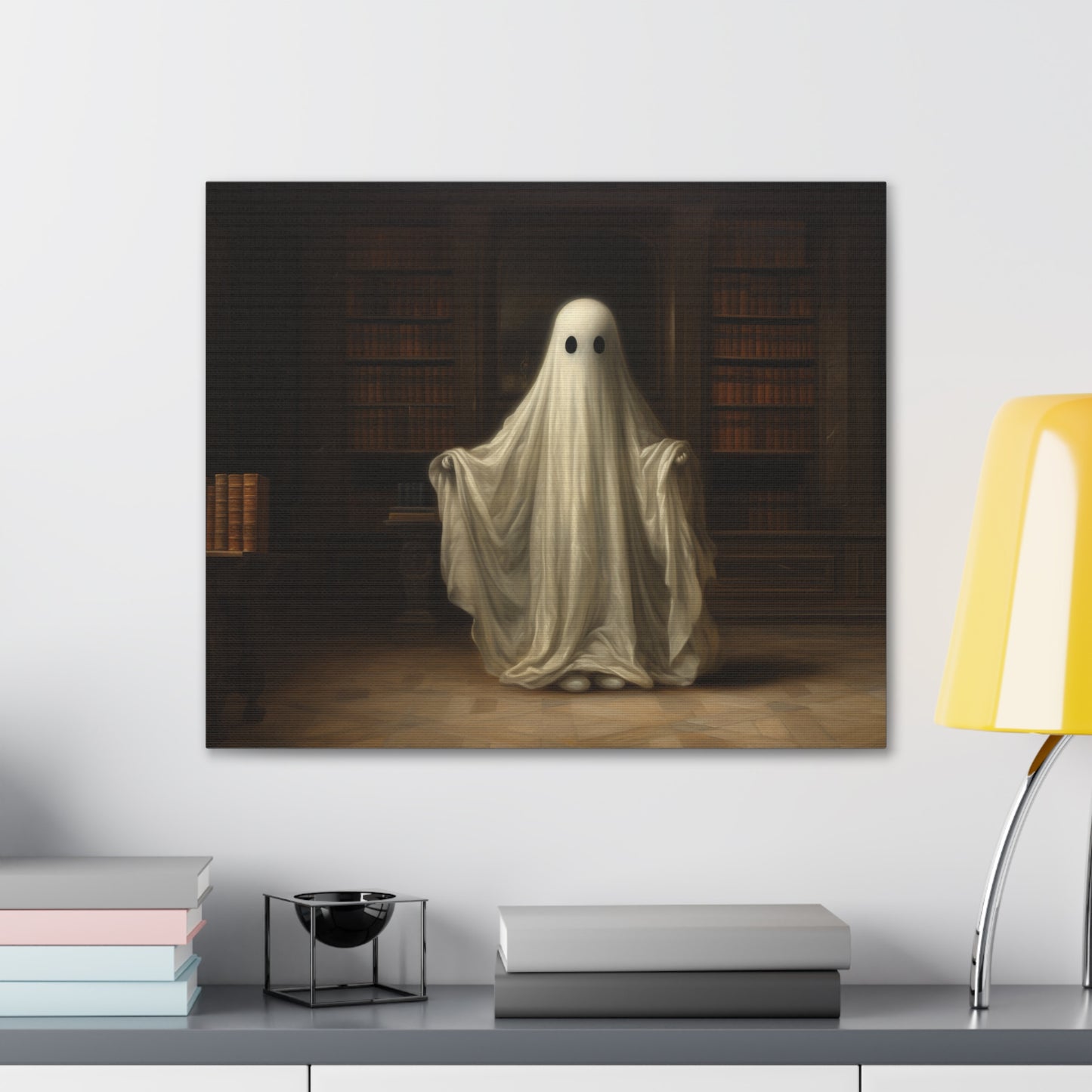 Ghost in Library Wall Art Halloween Decor