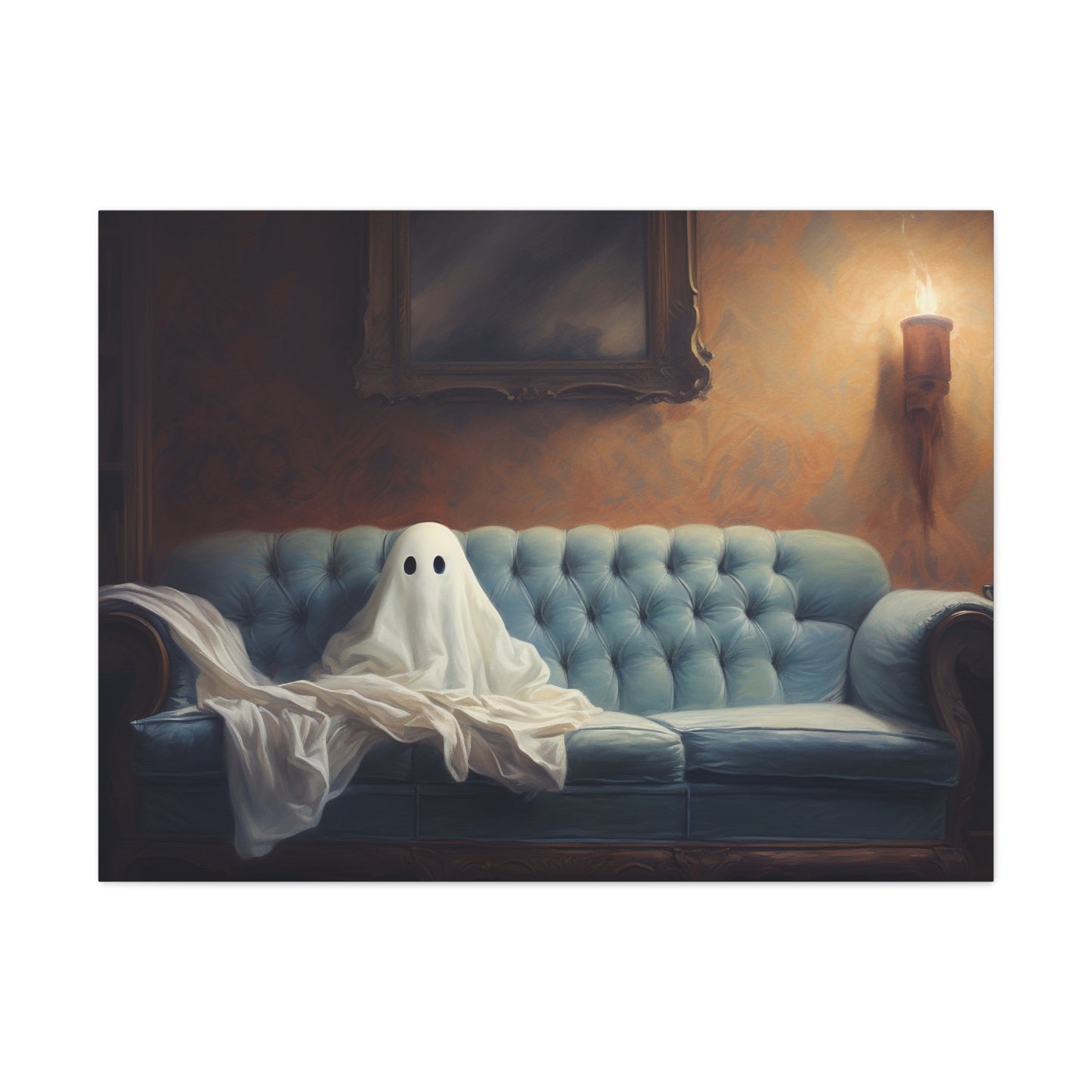 Ghost on Couch Canvas Wall Art Halloween Decor