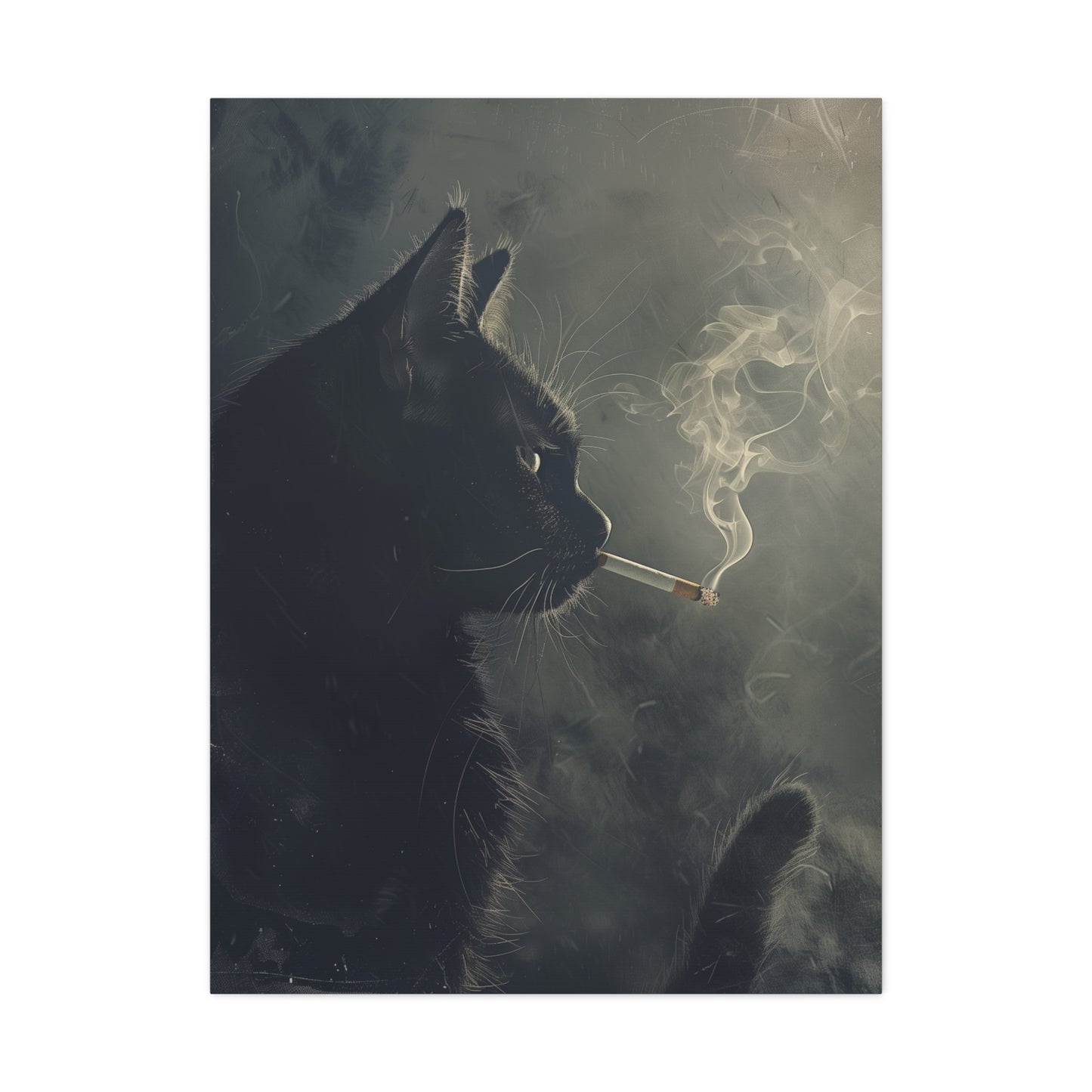 Black Cat Smoking Canvas Wall Art