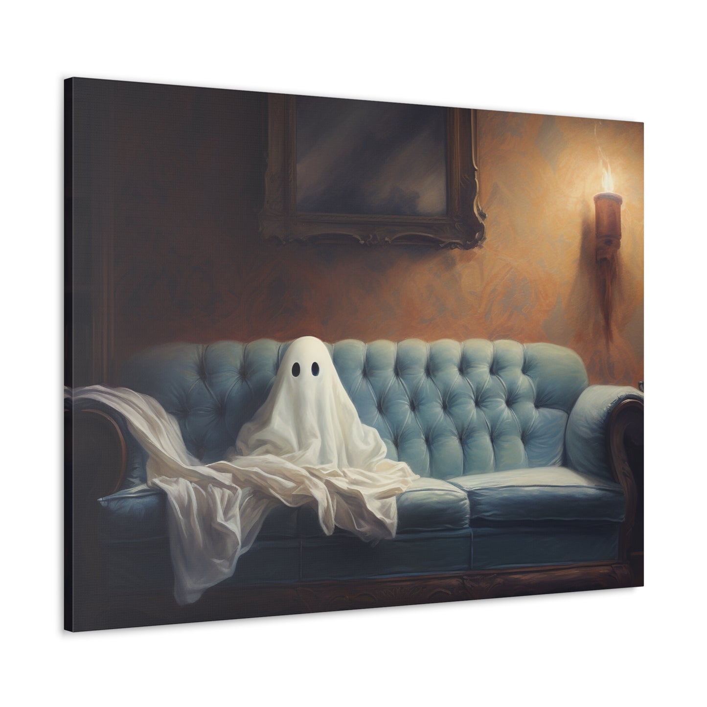 Ghost on Couch Canvas Wall Art Halloween Decor