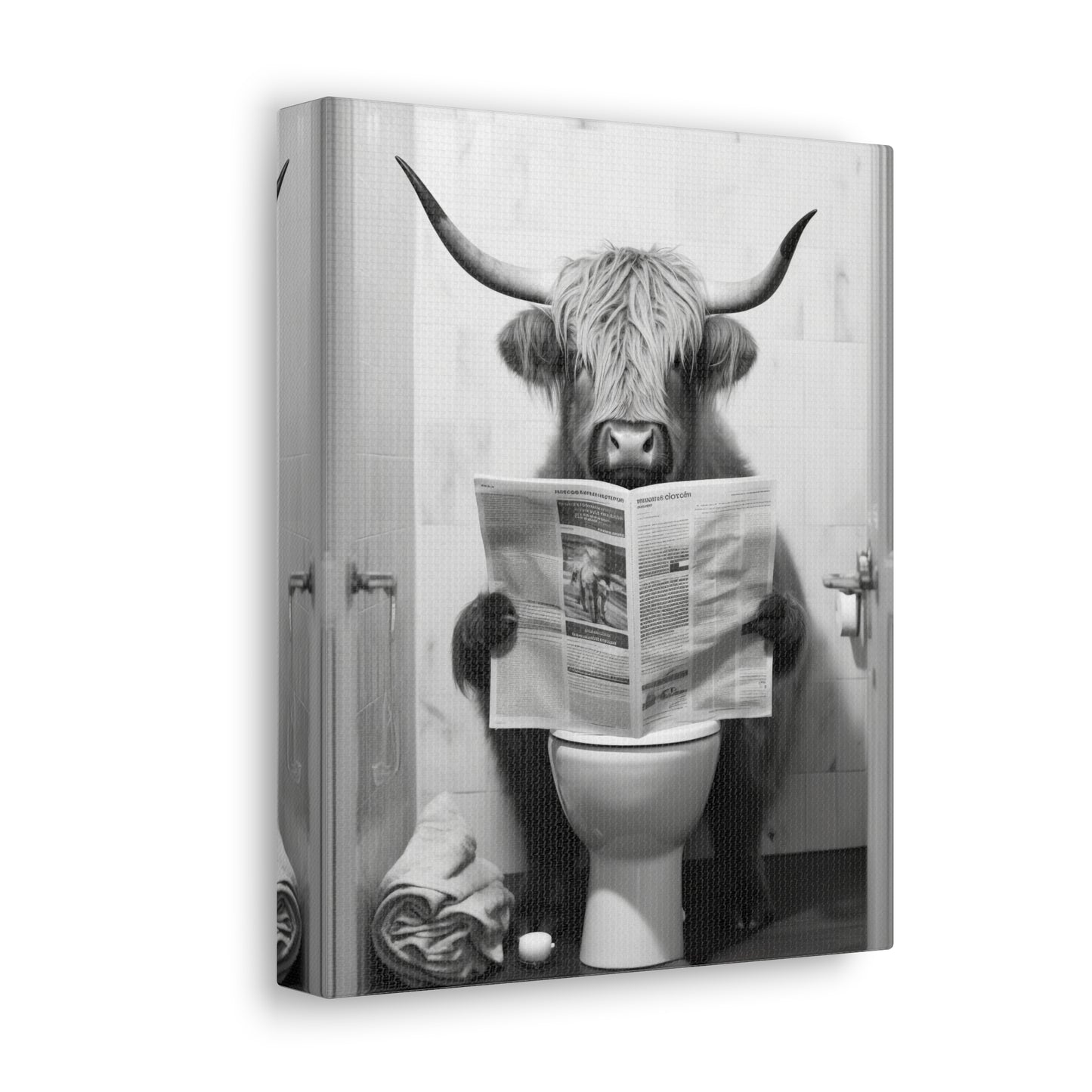Highland Cow Bathroom Decor Canvas Wall Art