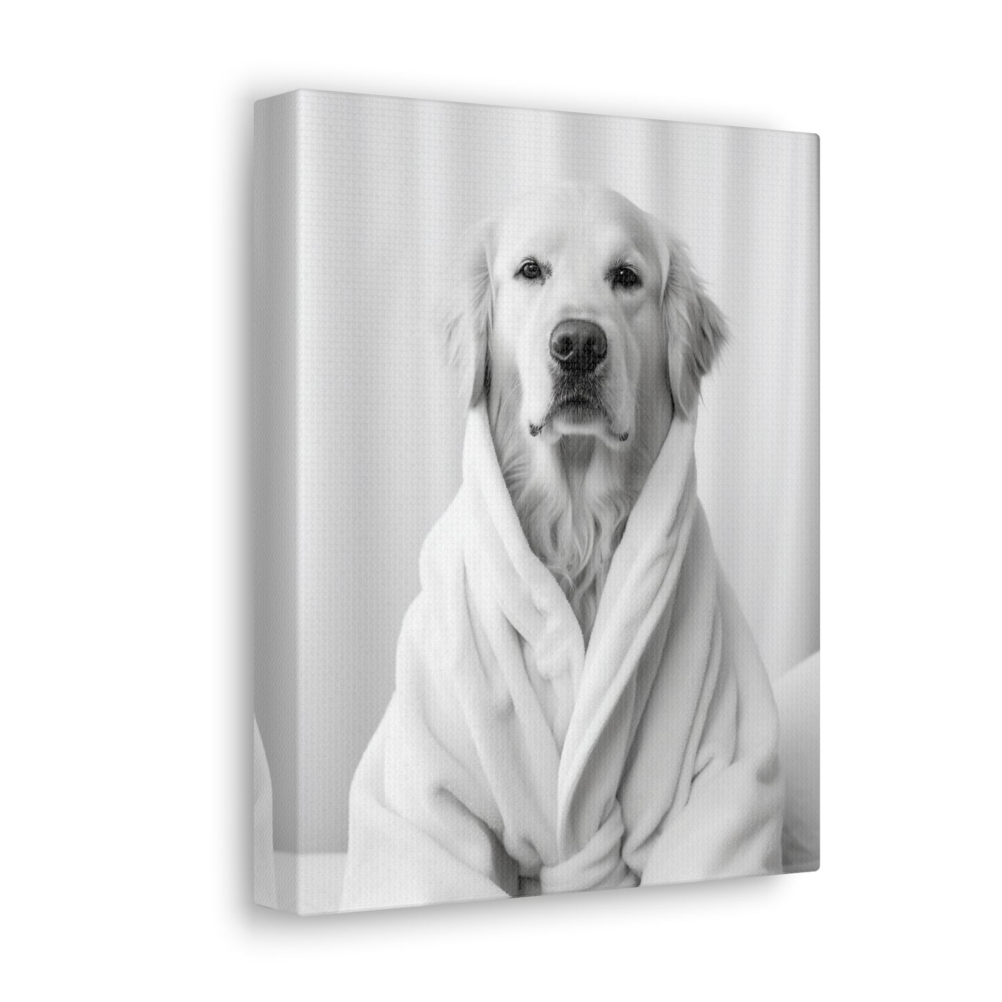 Golden Retriever In A Bathrobe Bathroom Decor Canvas Wall Art