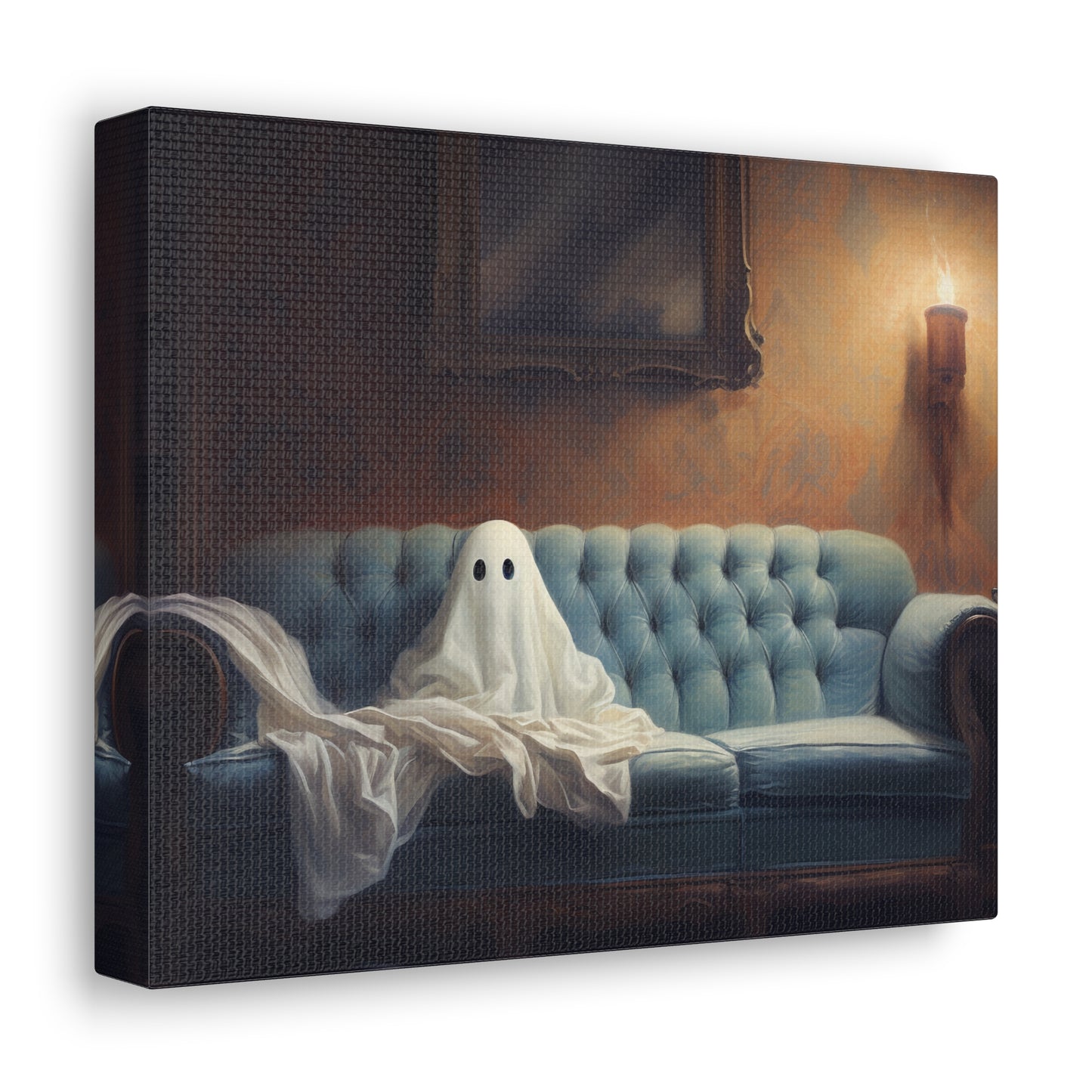 Ghost on Couch Canvas Wall Art Halloween Decor