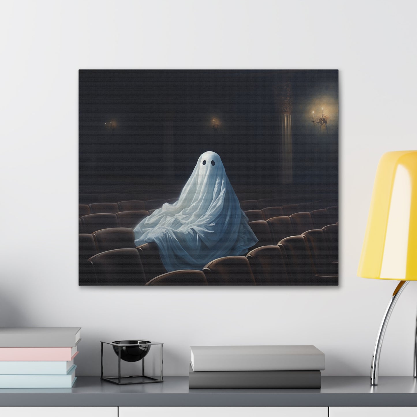 Ghost in Theatre Canvas Wall Art Halloween Decor