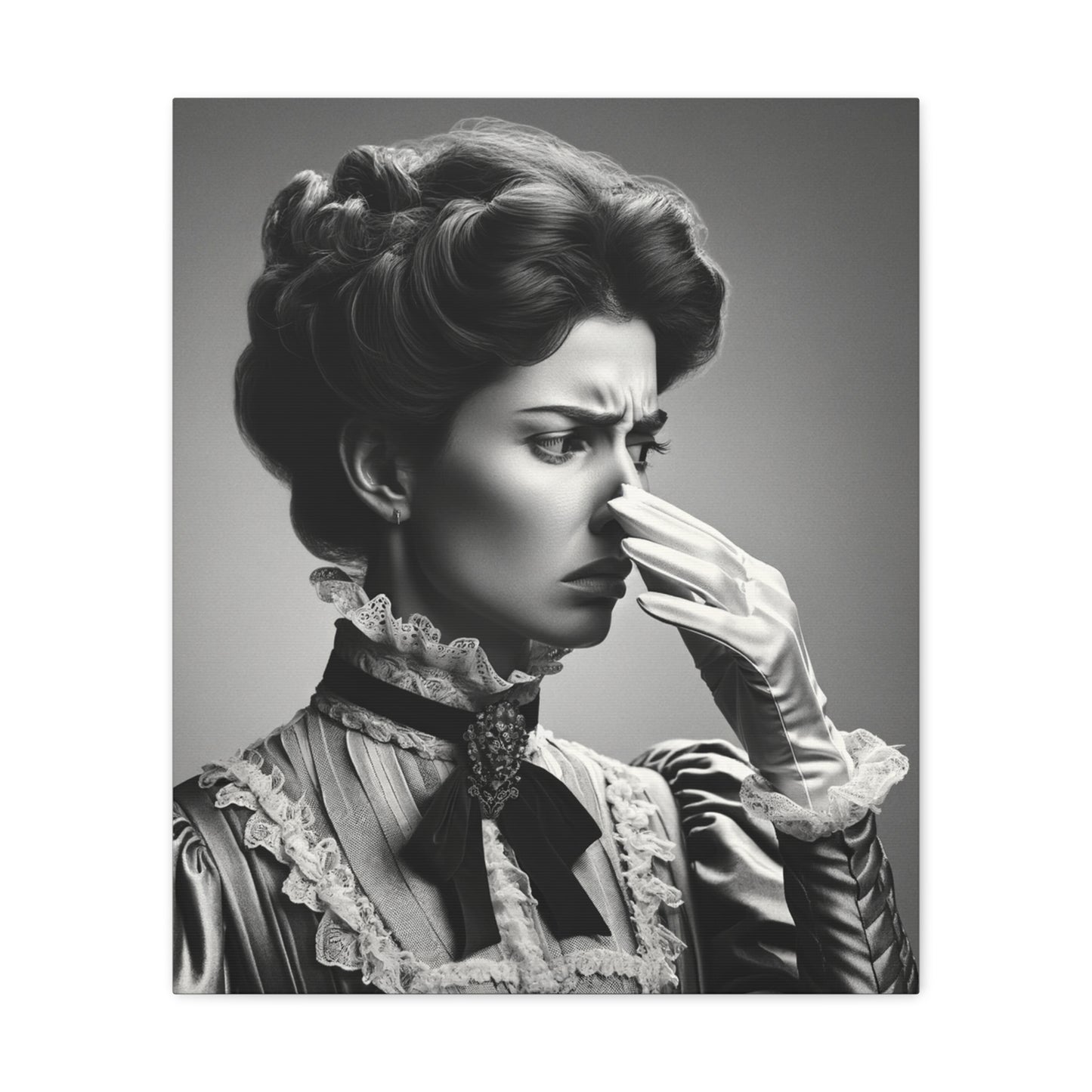 Victorian Lady Holding Nose Bathroom Wall Art