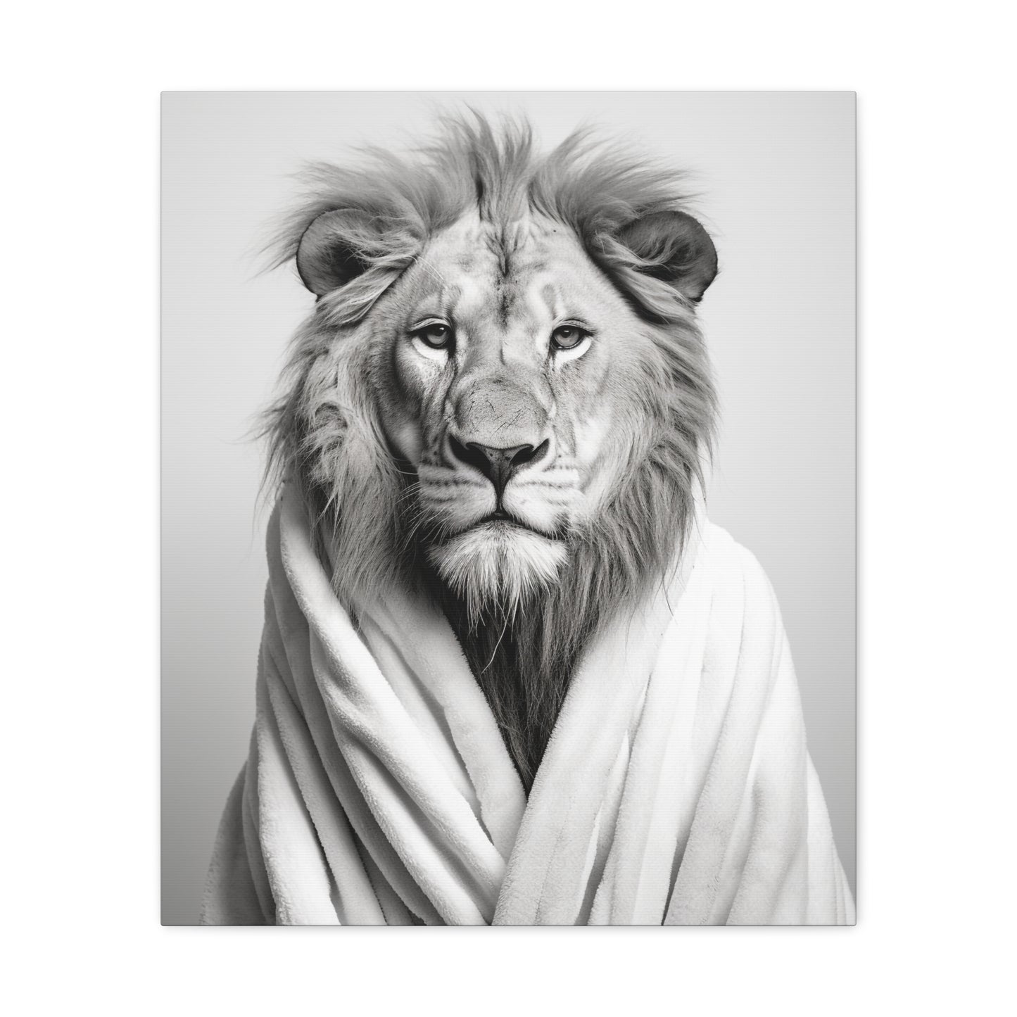 Lion In A Bathrobe Bathroom Decor Canvas Wall Art