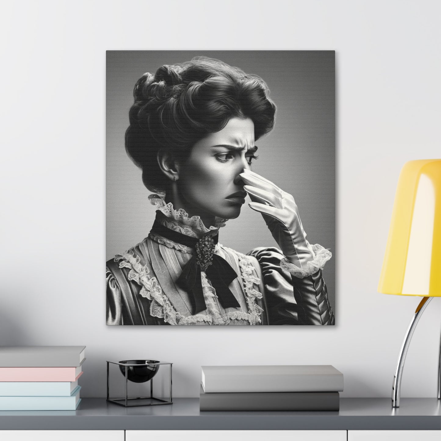 Victorian Lady Holding Nose Bathroom Wall Art