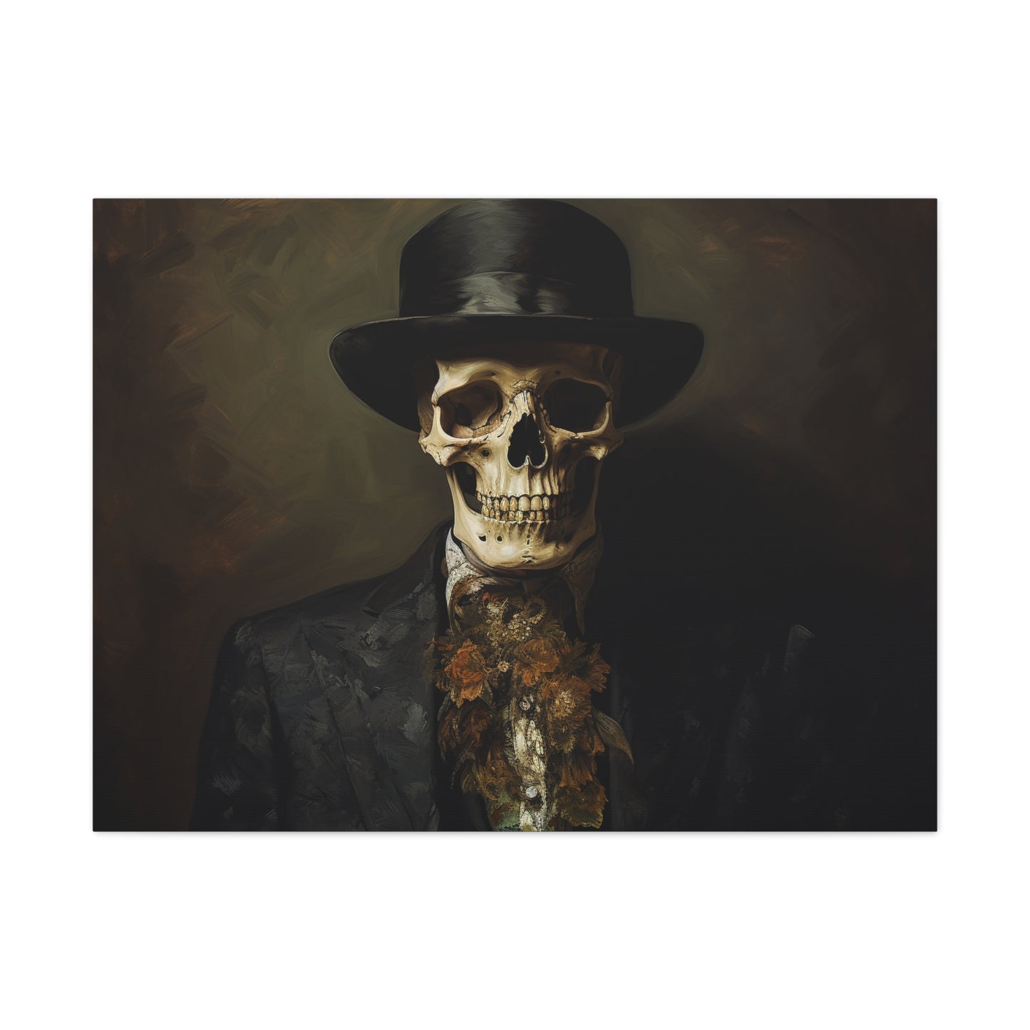 Skeleton Renaissance Painting Dark Academia Canvas Wall Art