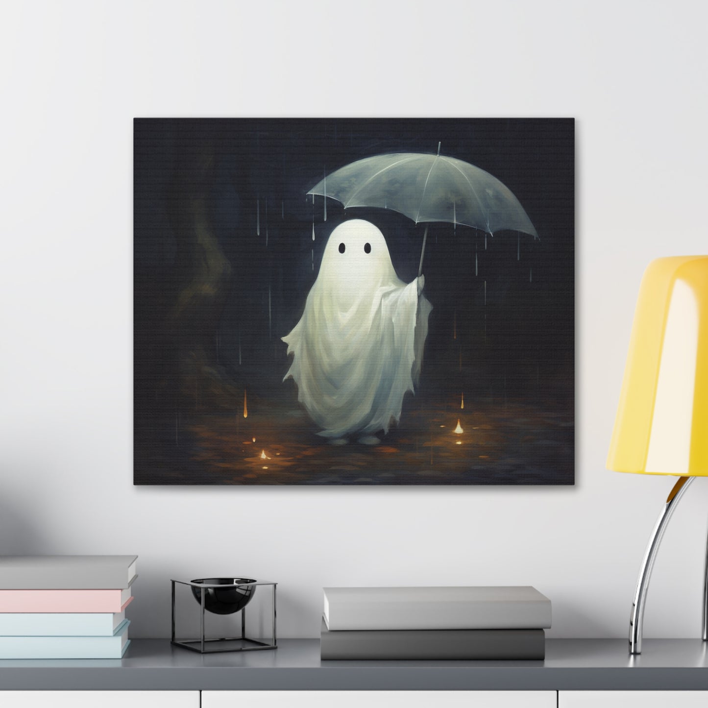 Ghost in Rain Canvas Wall Art Halloween Decor