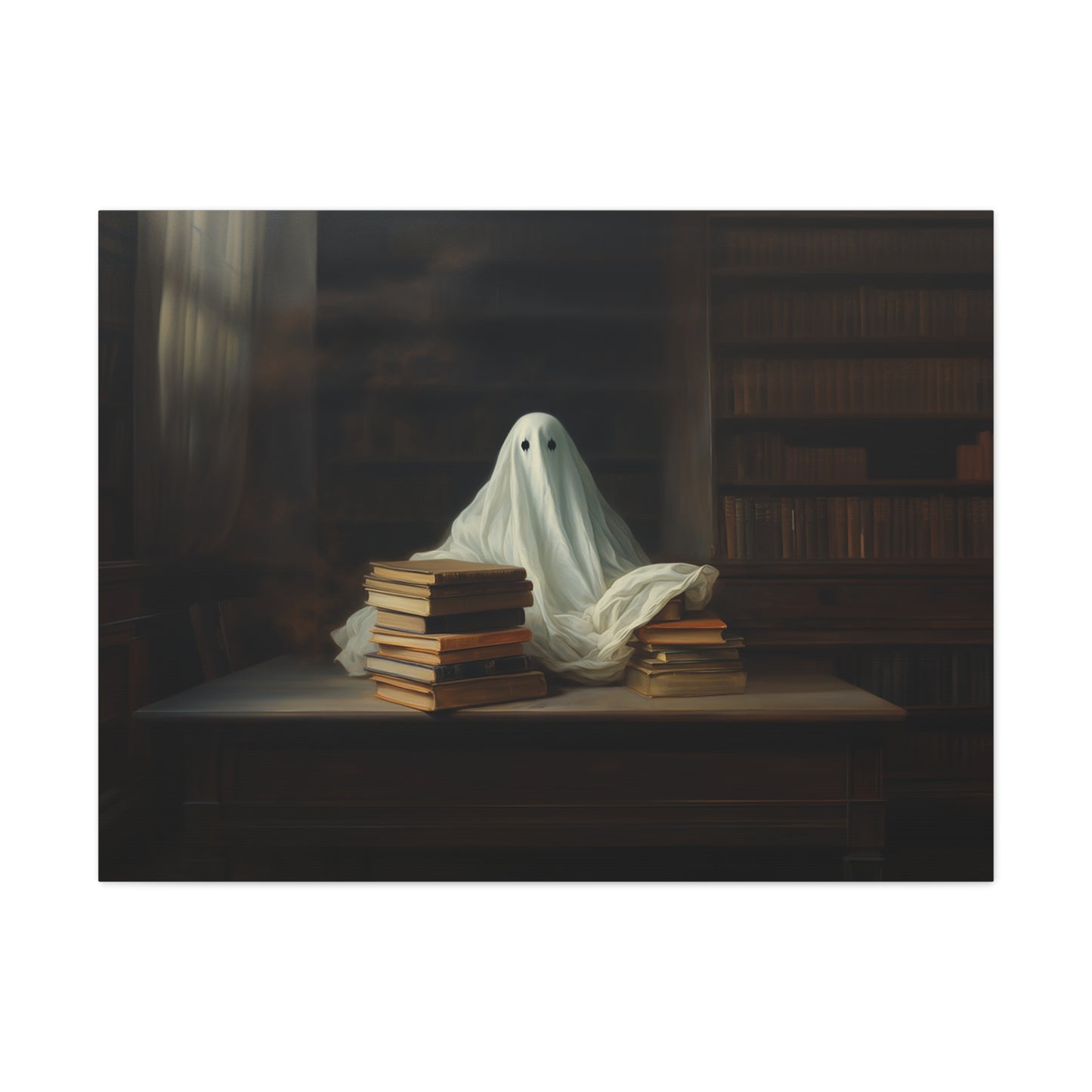 Ghost in Library Canvas Wall Art Halloween Decor