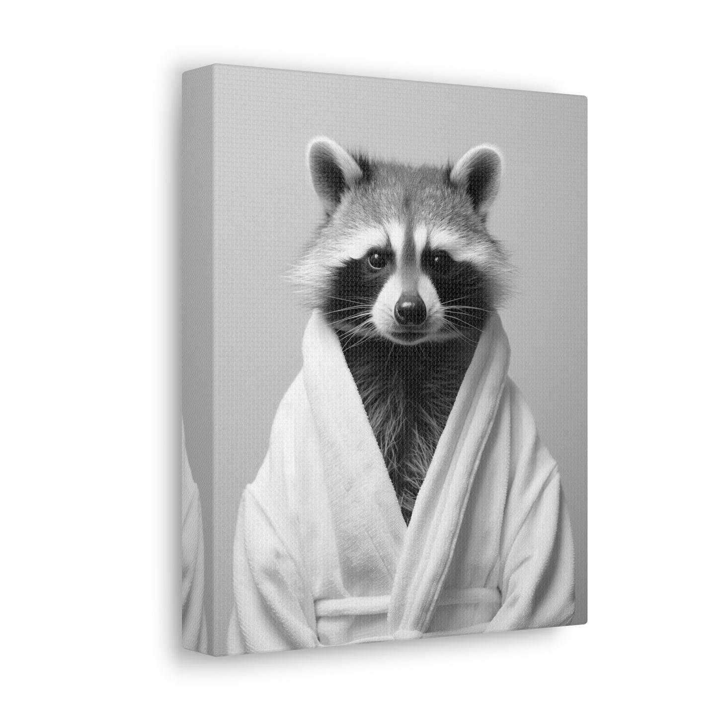 Racoon In A Bathrobe Bathroom Decor Canvas Wall Art