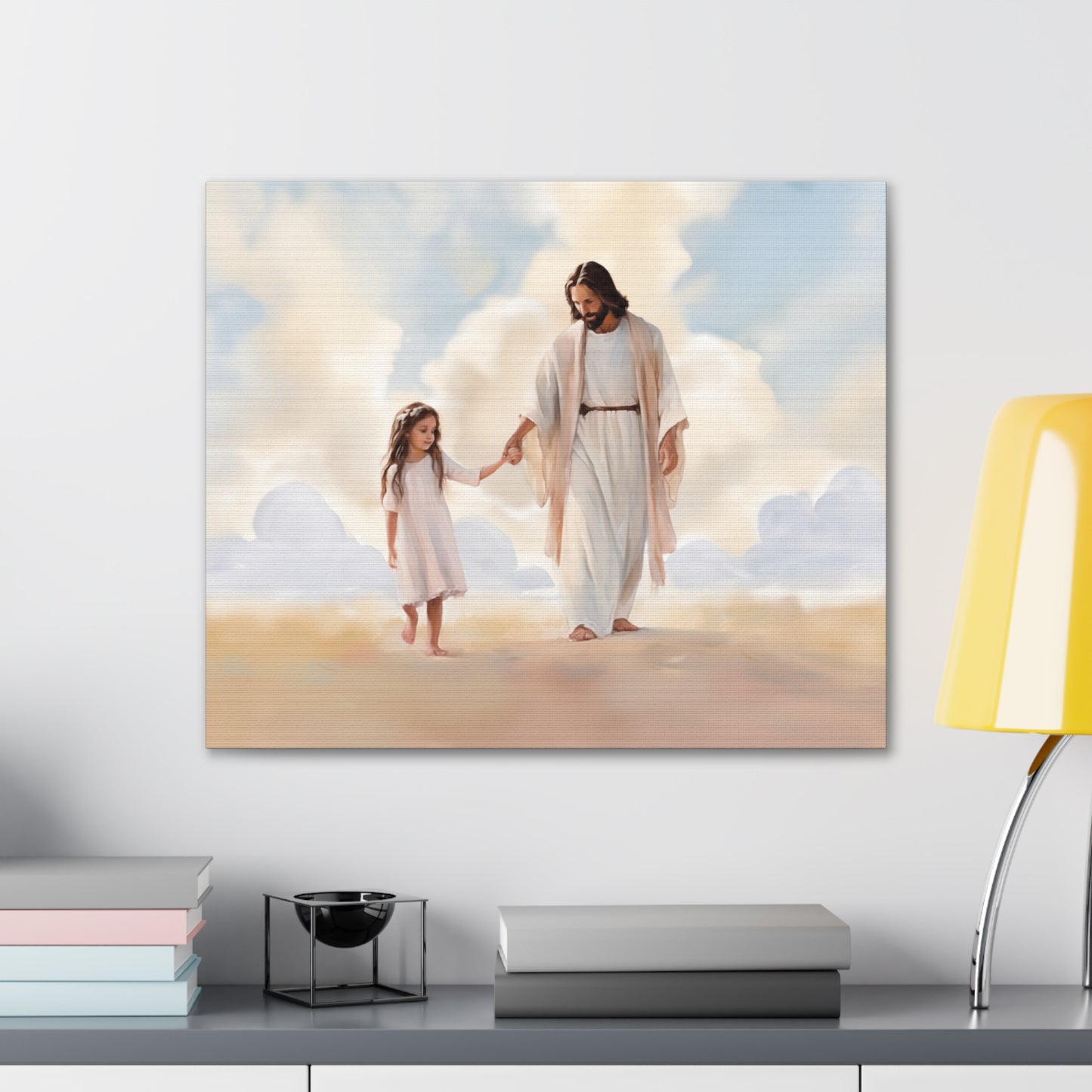Girl Walking With Jesus Christian Wall Art