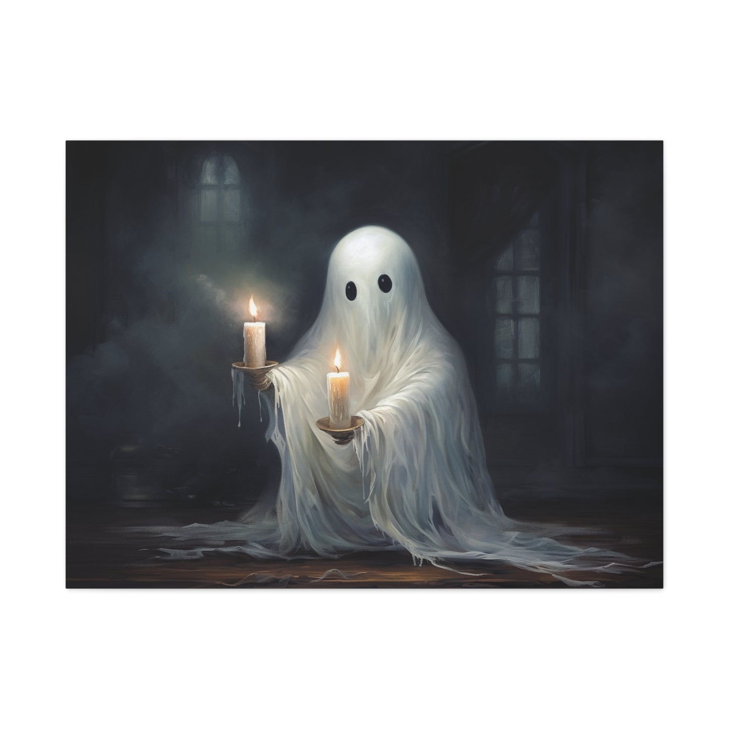 Ghost Holding A Candle Canvas Wall Art Halloween Decor