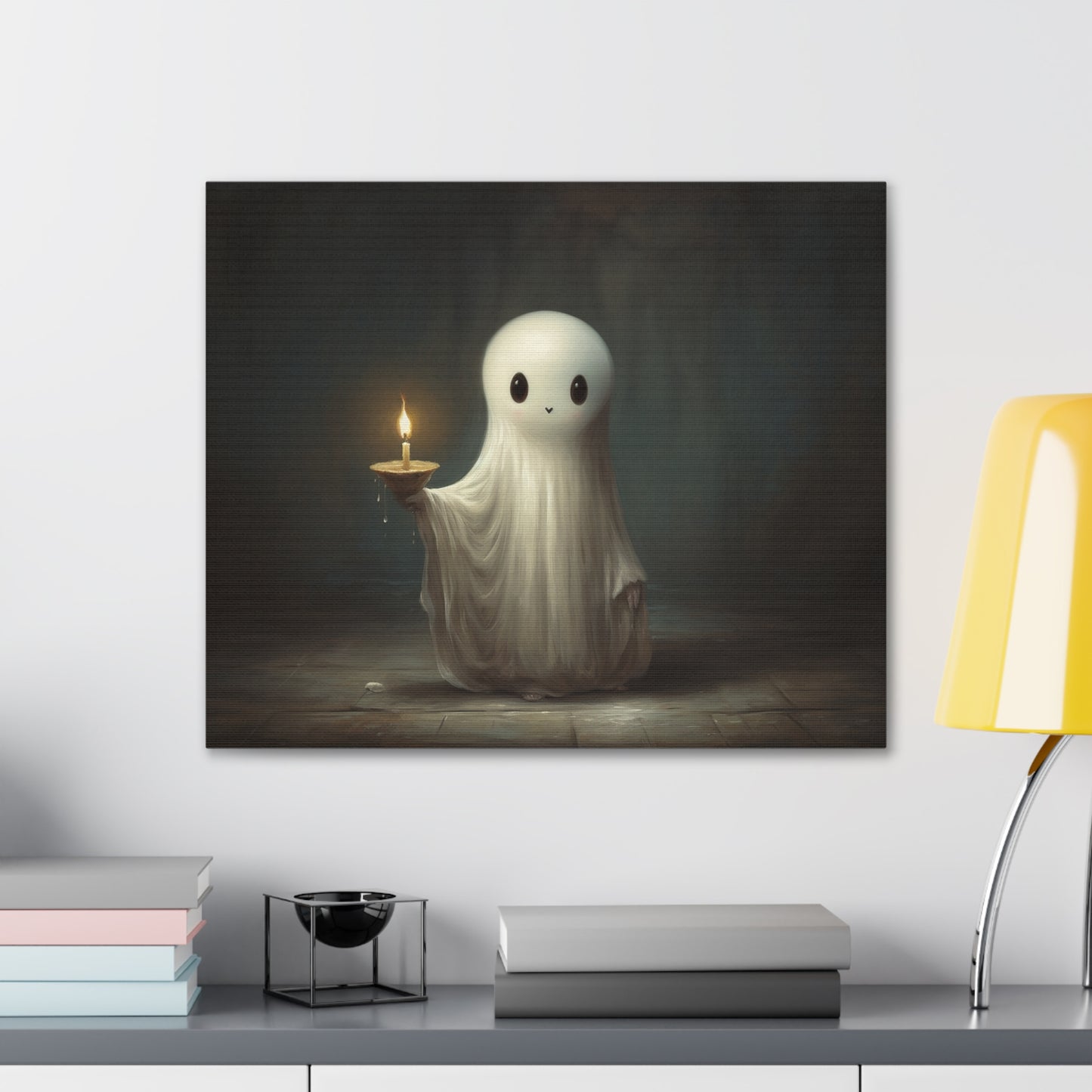 Ghost Holding A Candle Canvas Wall Art Halloween Decor
