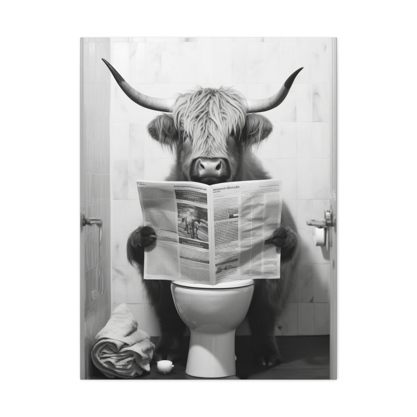 Highland Cow Bathroom Decor Canvas Wall Art