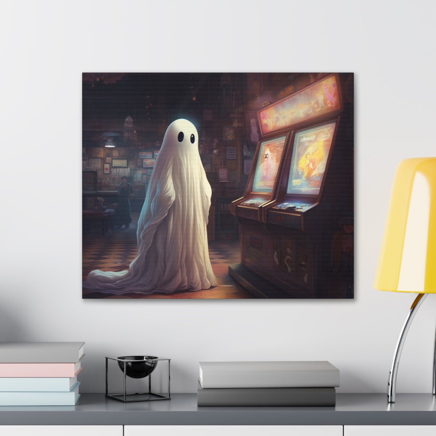 Ghost in Arcade Canvas Wall Art Halloween Decor