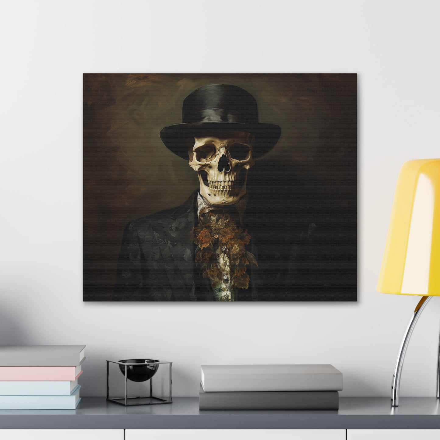 Skeleton Renaissance Painting Dark Academia Canvas Wall Art