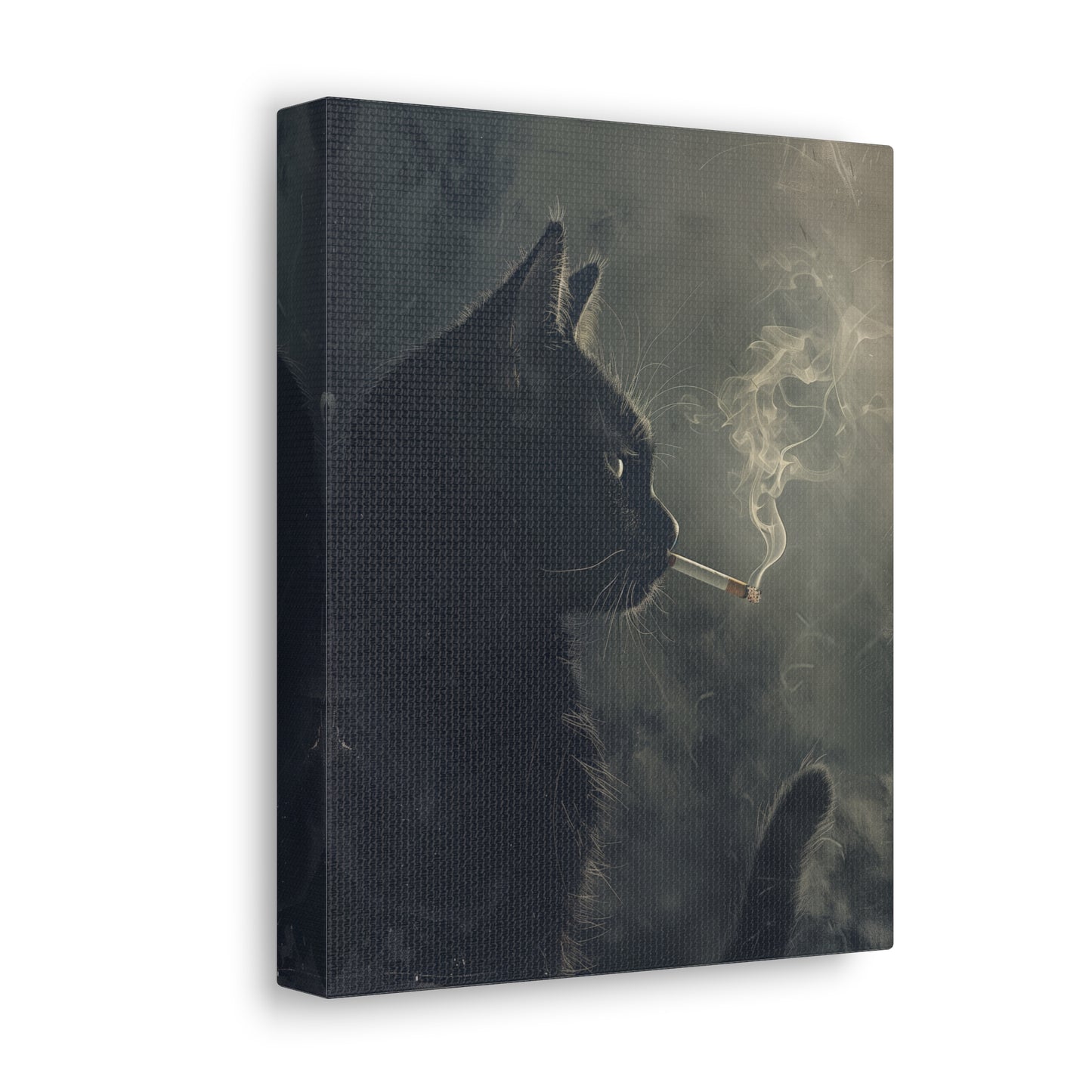 Black Cat Smoking Canvas Wall Art