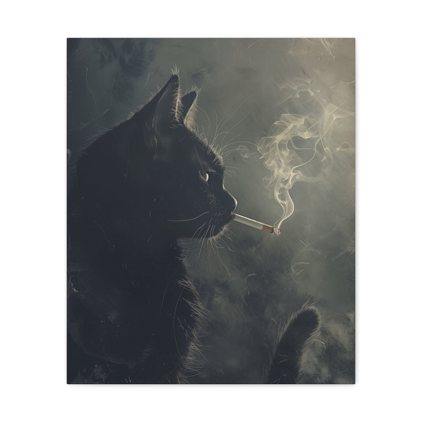Black Cat Smoking Canvas Wall Art