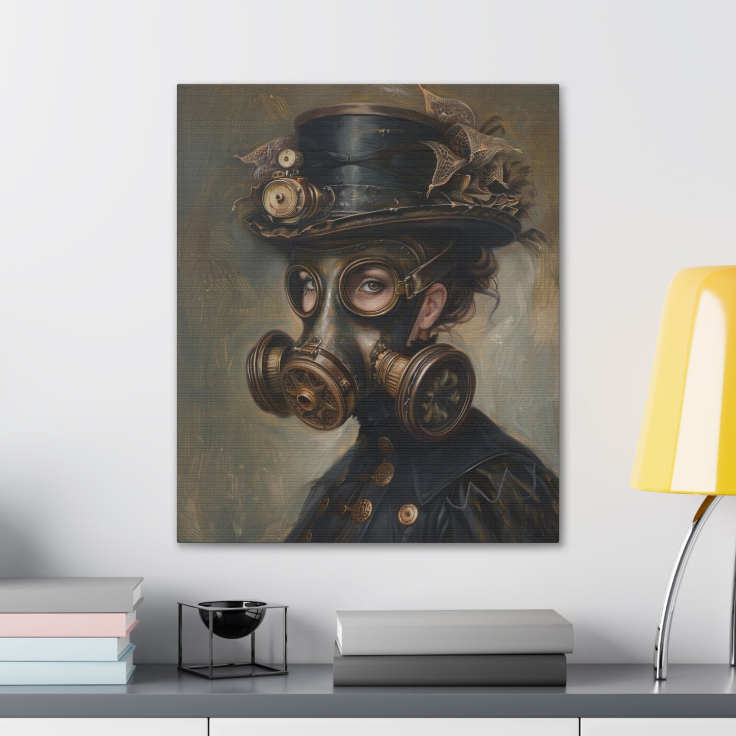 Victorian Lady Gas Mask Bathroom Wall Art