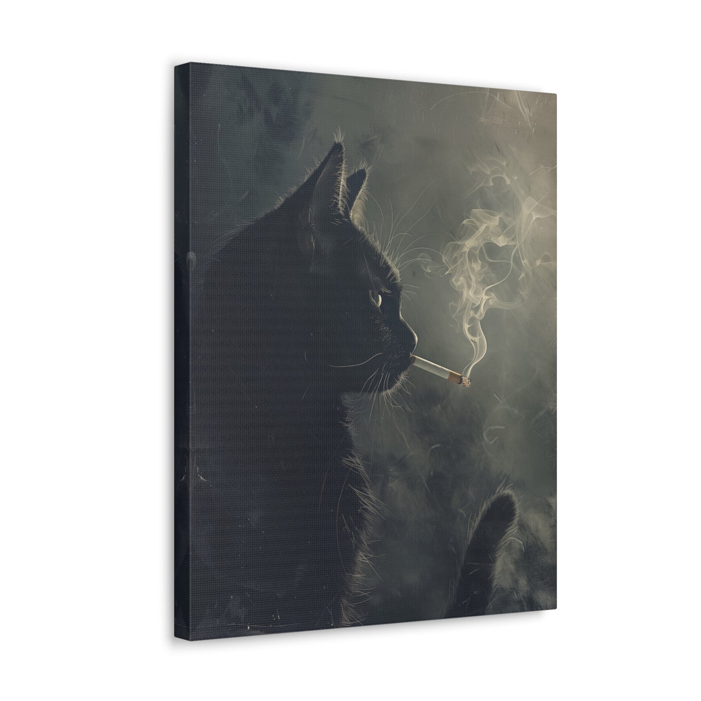 Black Cat Smoking Canvas Wall Art