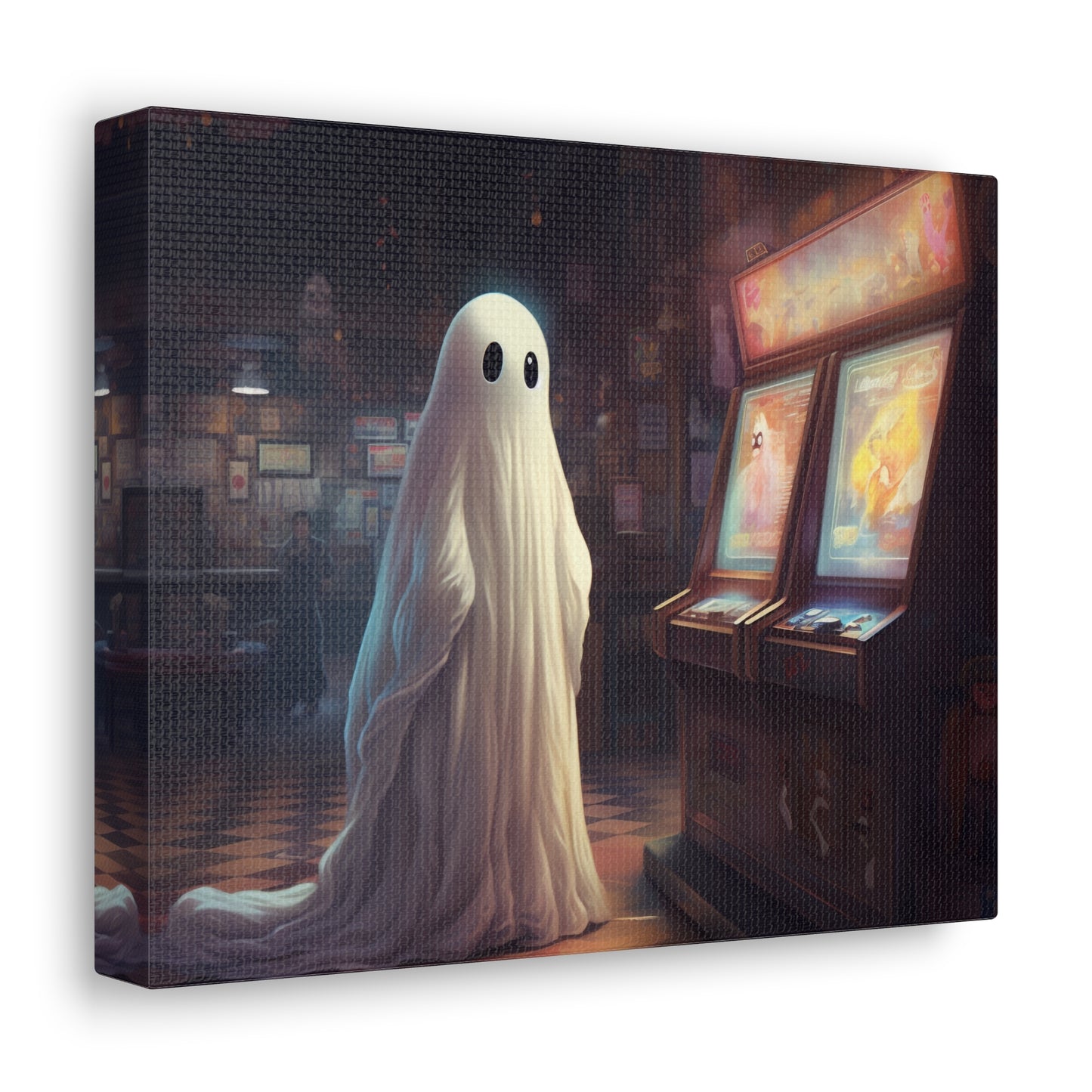 Ghost in Arcade Canvas Wall Art Halloween Decor