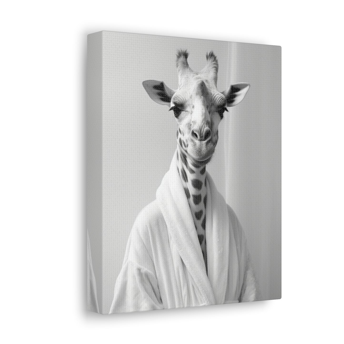 Giraffe In A Bathrobe Bathroom Decor Canvas Wall Art
