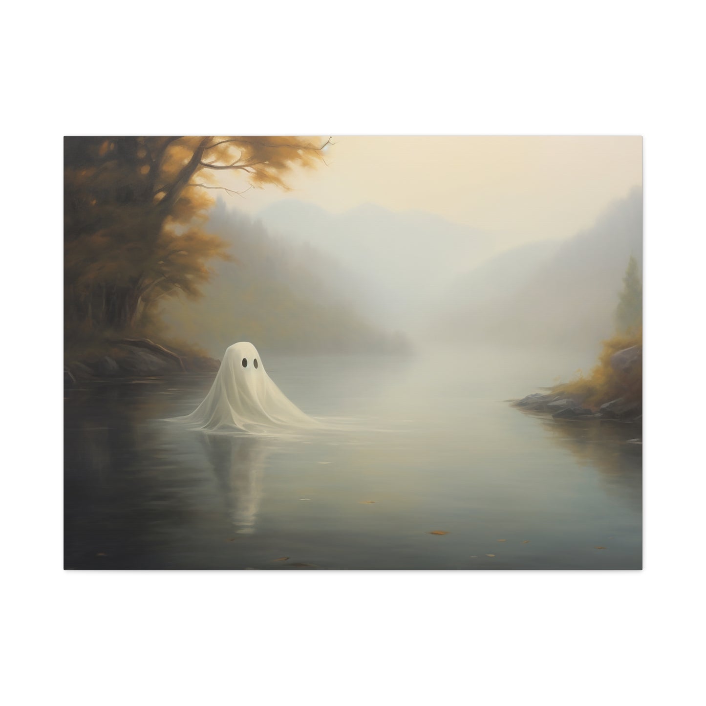 Ghost Over Lake Canvas Wall Art Halloween Decor