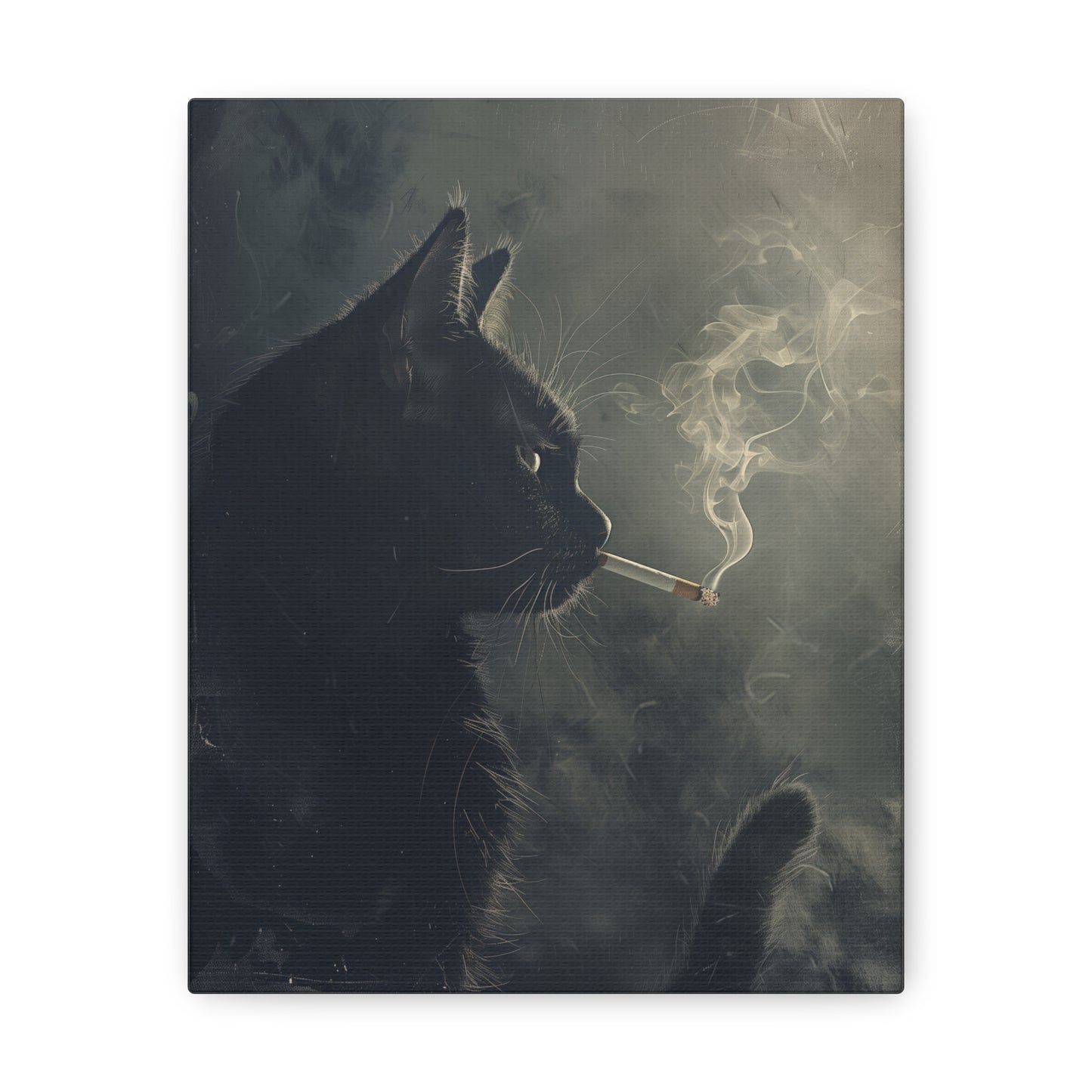 Black Cat Smoking Canvas Wall Art