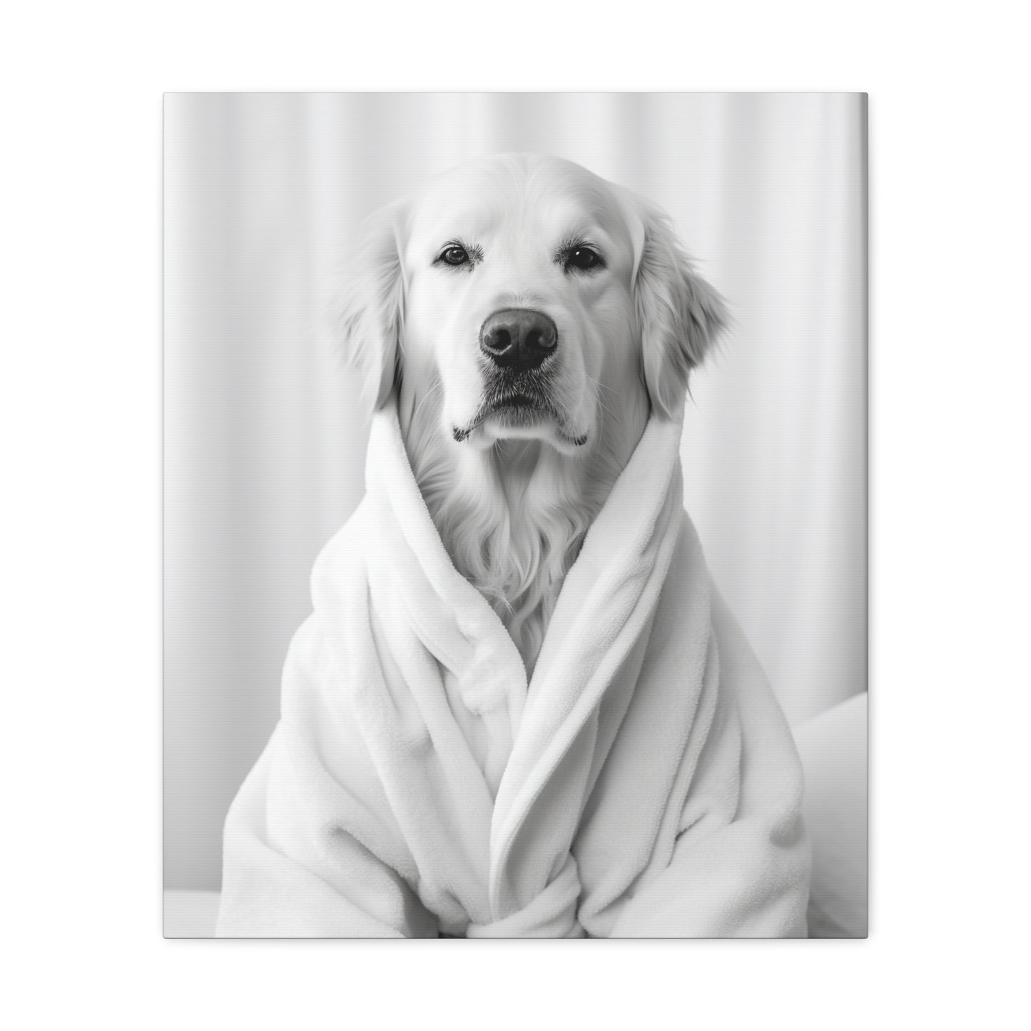 Golden Retriever In A Bathrobe Bathroom Decor Canvas Wall Art