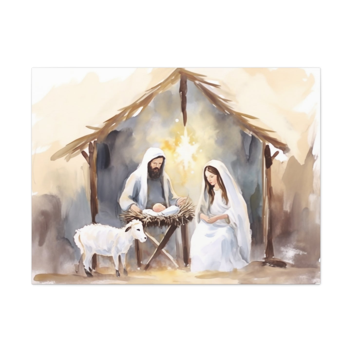 Nativity Christmas Painting Christian Wall Art