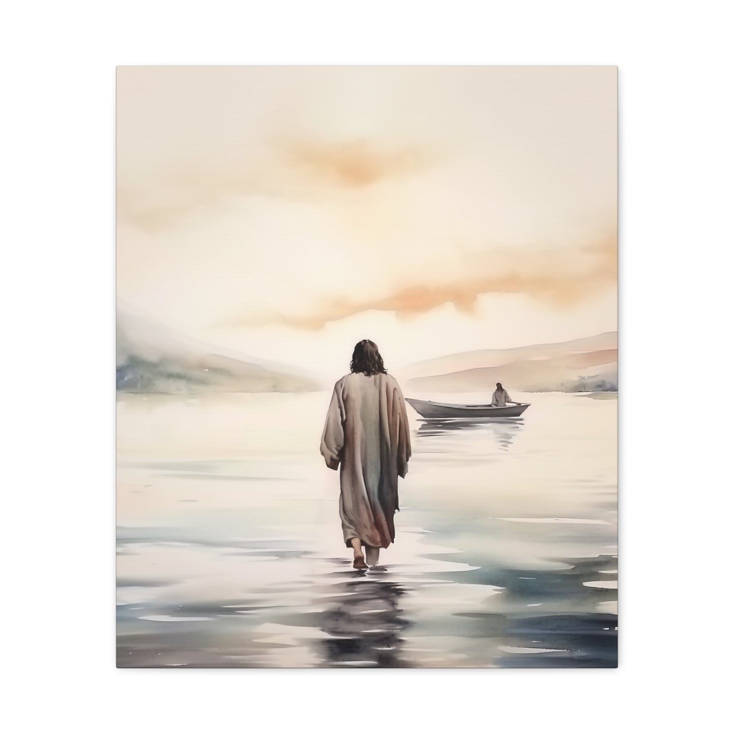Jesus Walking on Water w/Boat Christian Wall Art