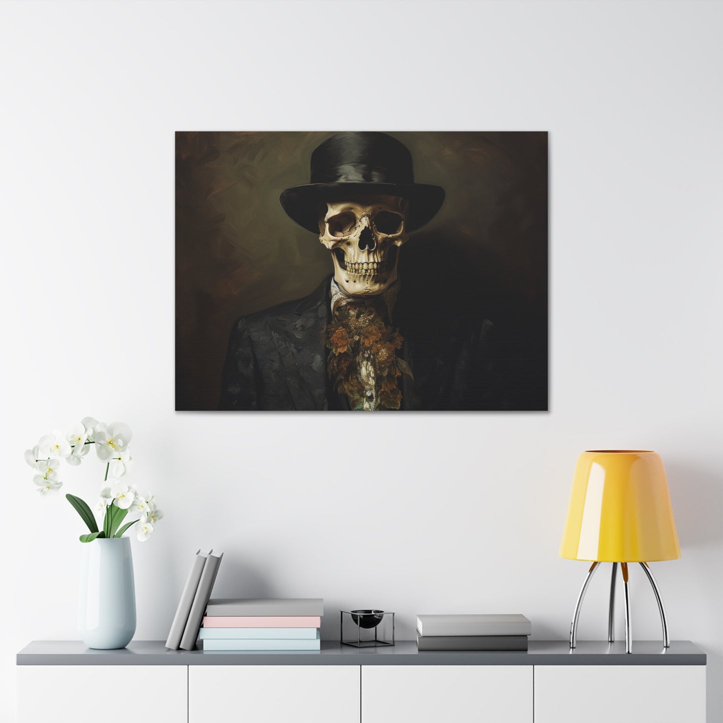 Skeleton Renaissance Painting Dark Academia Canvas Wall Art