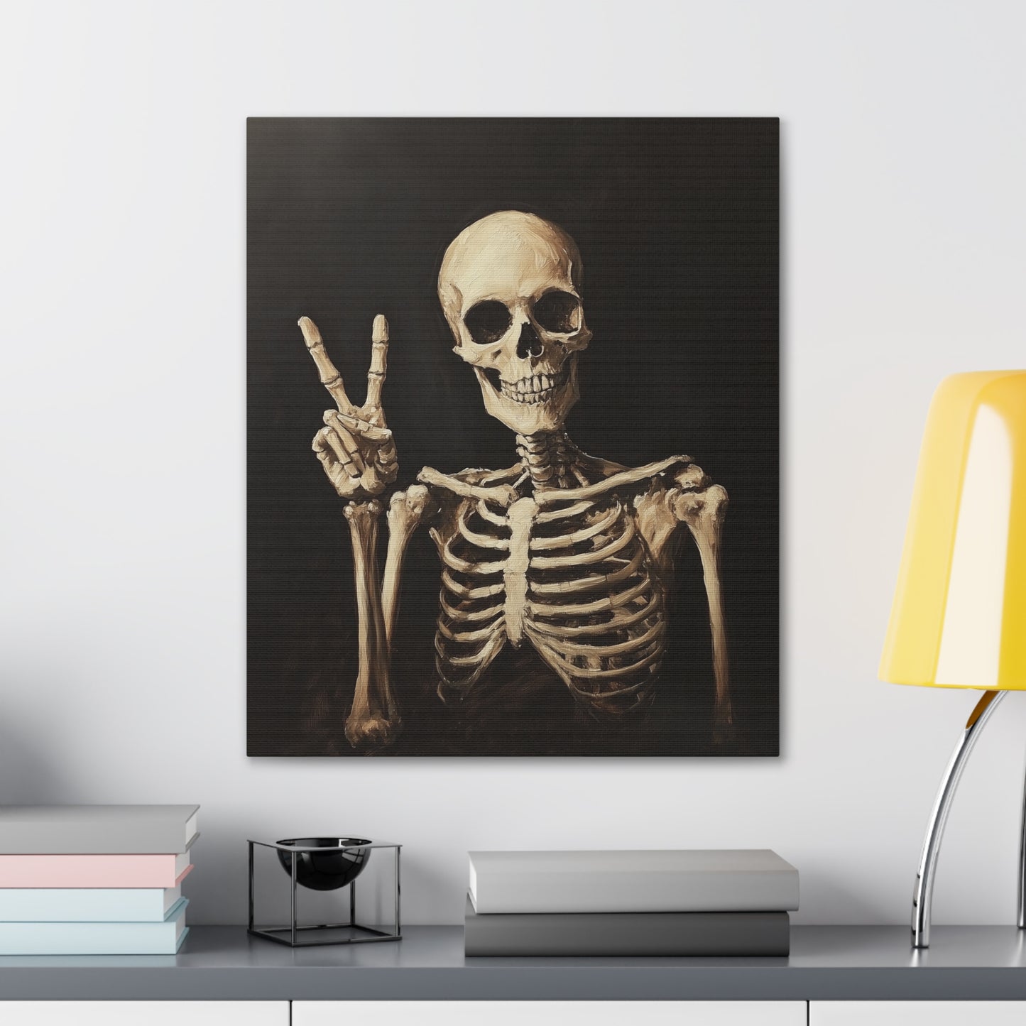 Skeleton Peace Canvas Wall Art