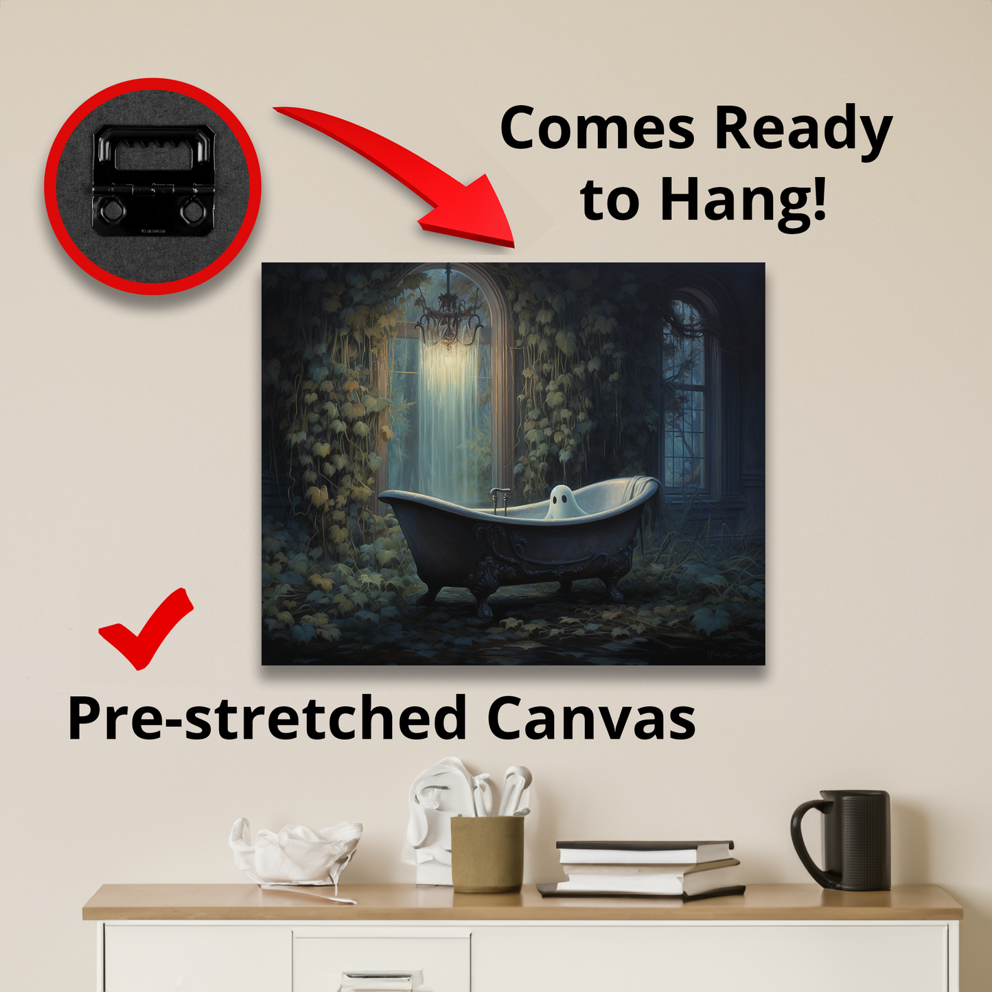 Ghost in Bathtub Wall Art Halloween Decor
