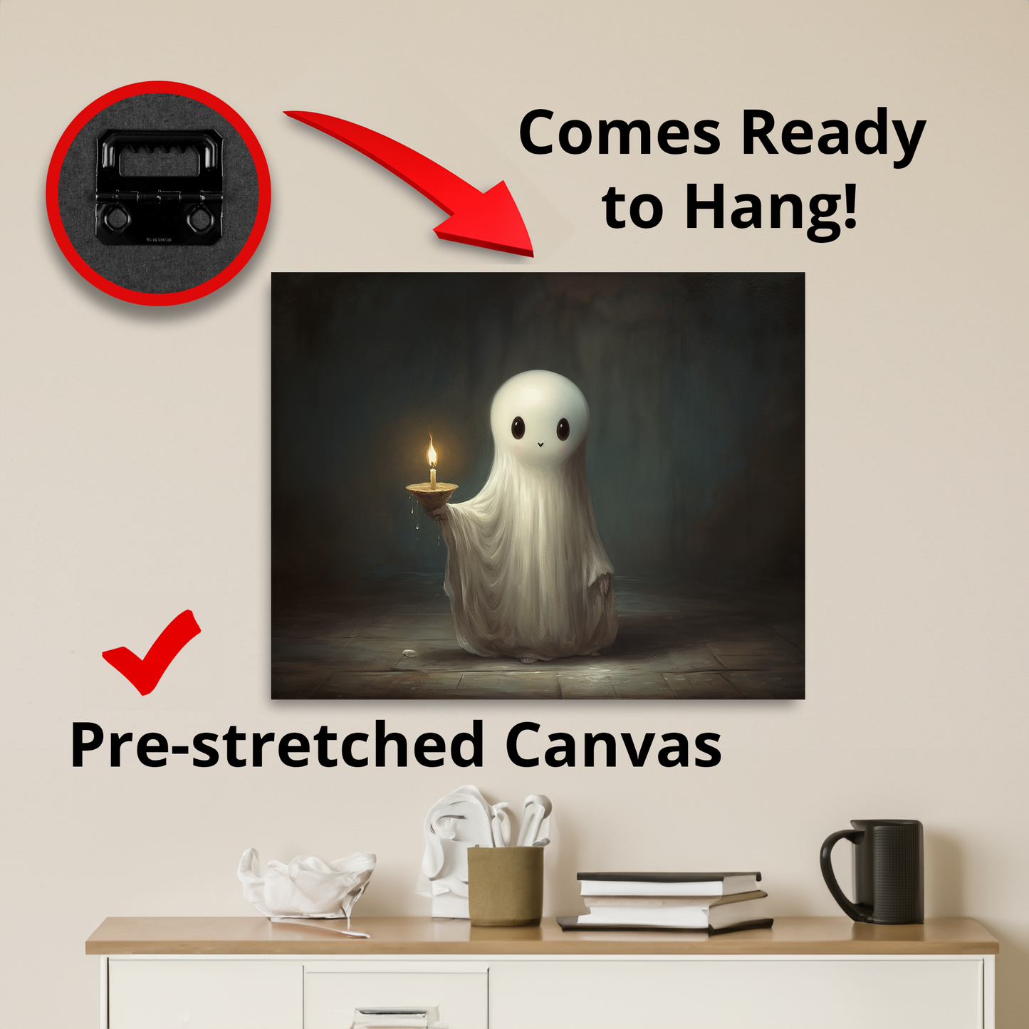 Ghost Holding A Candle Canvas Wall Art Halloween Decor