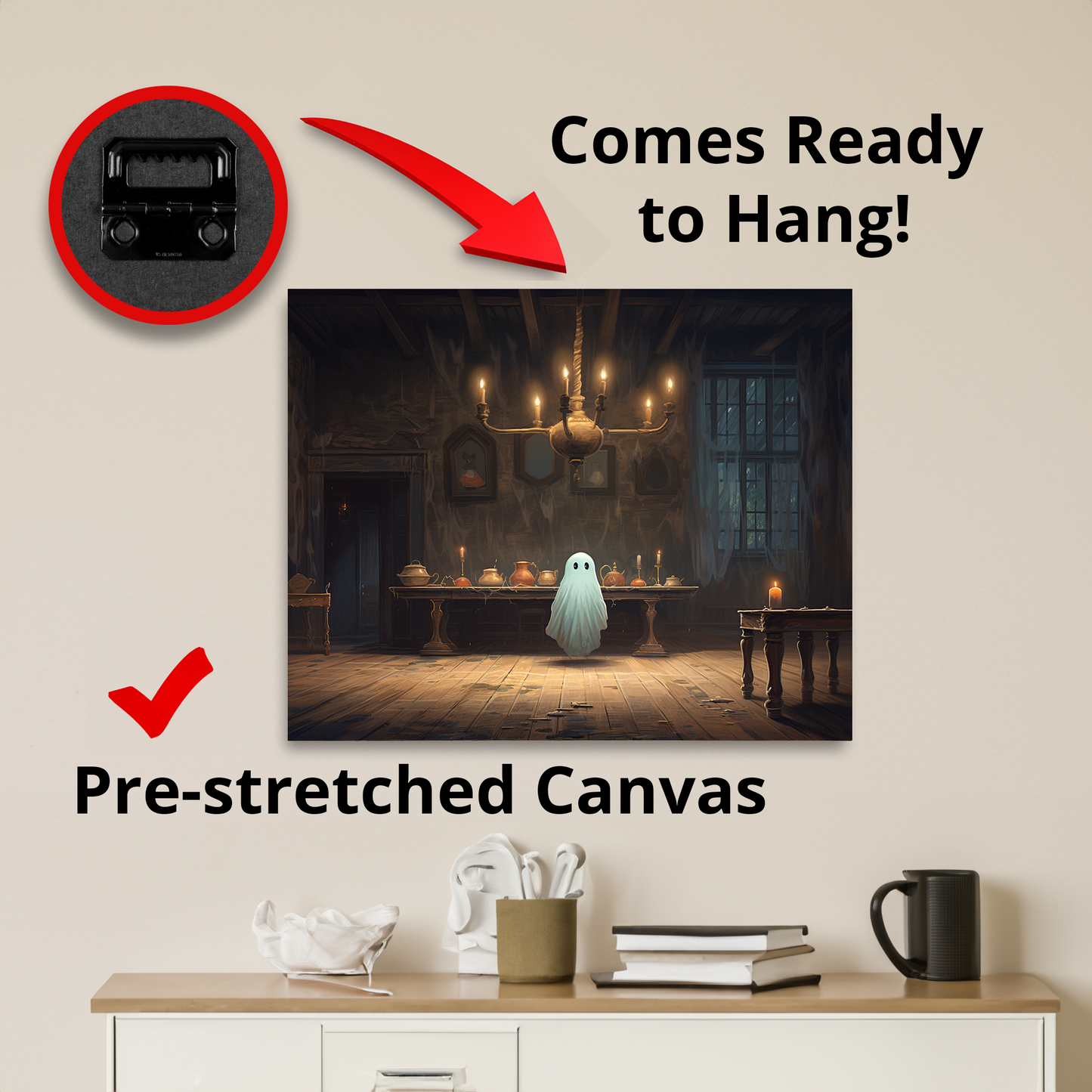 Ghost Dining Canvas Wall Art Halloween Decor