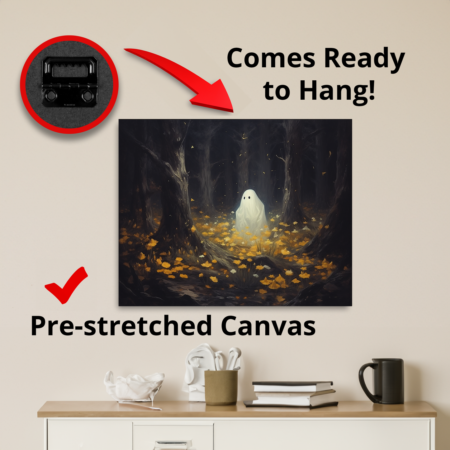 Ghost In The Forest Canvas Wall Art Halloween Decor