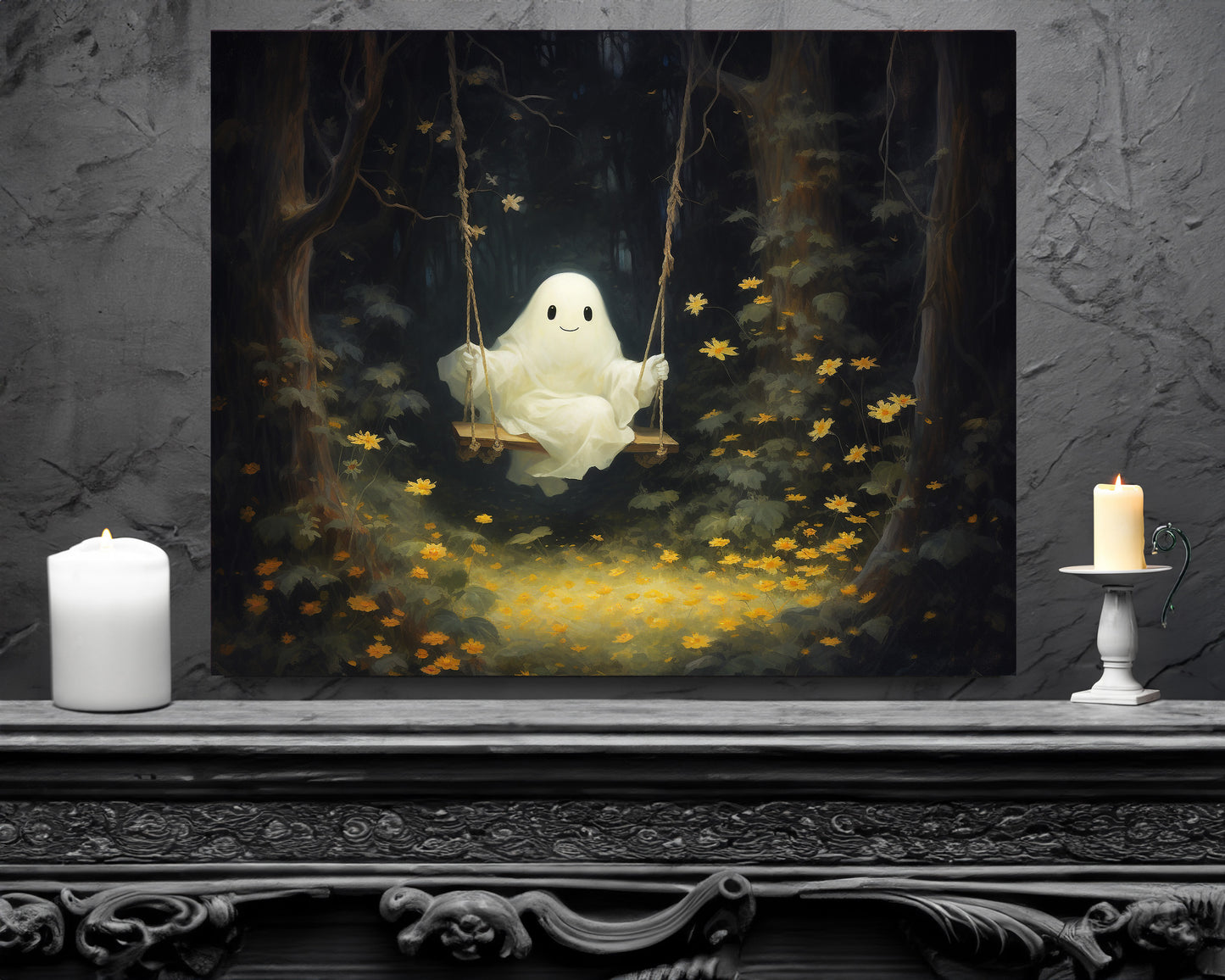 Ghost Swing Canvas Wall Art Halloween Decor