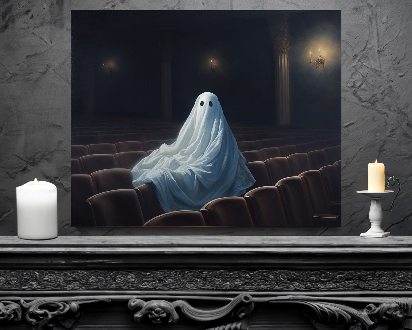 Ghost in Theatre Canvas Wall Art Halloween Decor