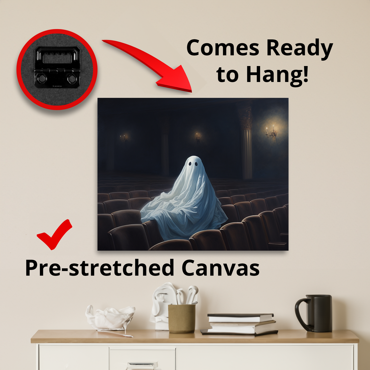 Ghost in Theatre Canvas Wall Art Halloween Decor