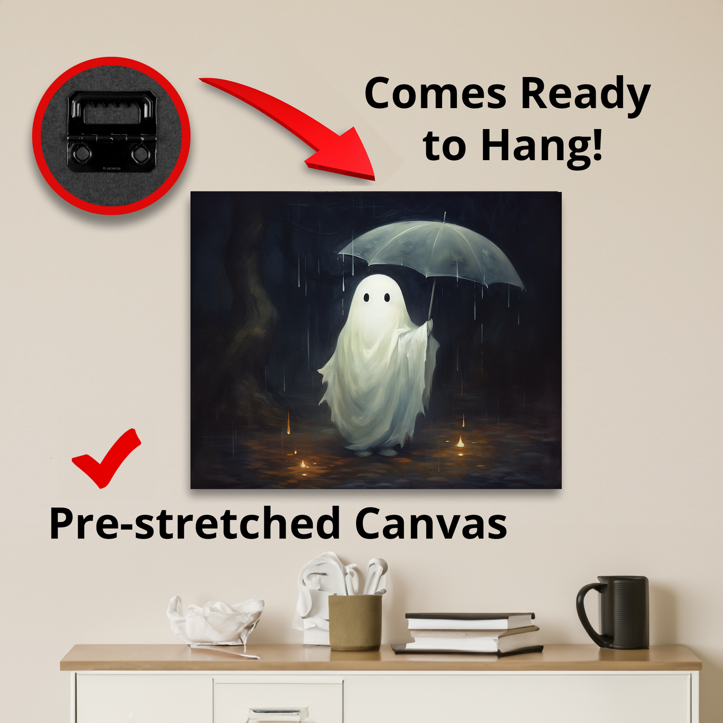 Ghost in Rain Canvas Wall Art Halloween Decor