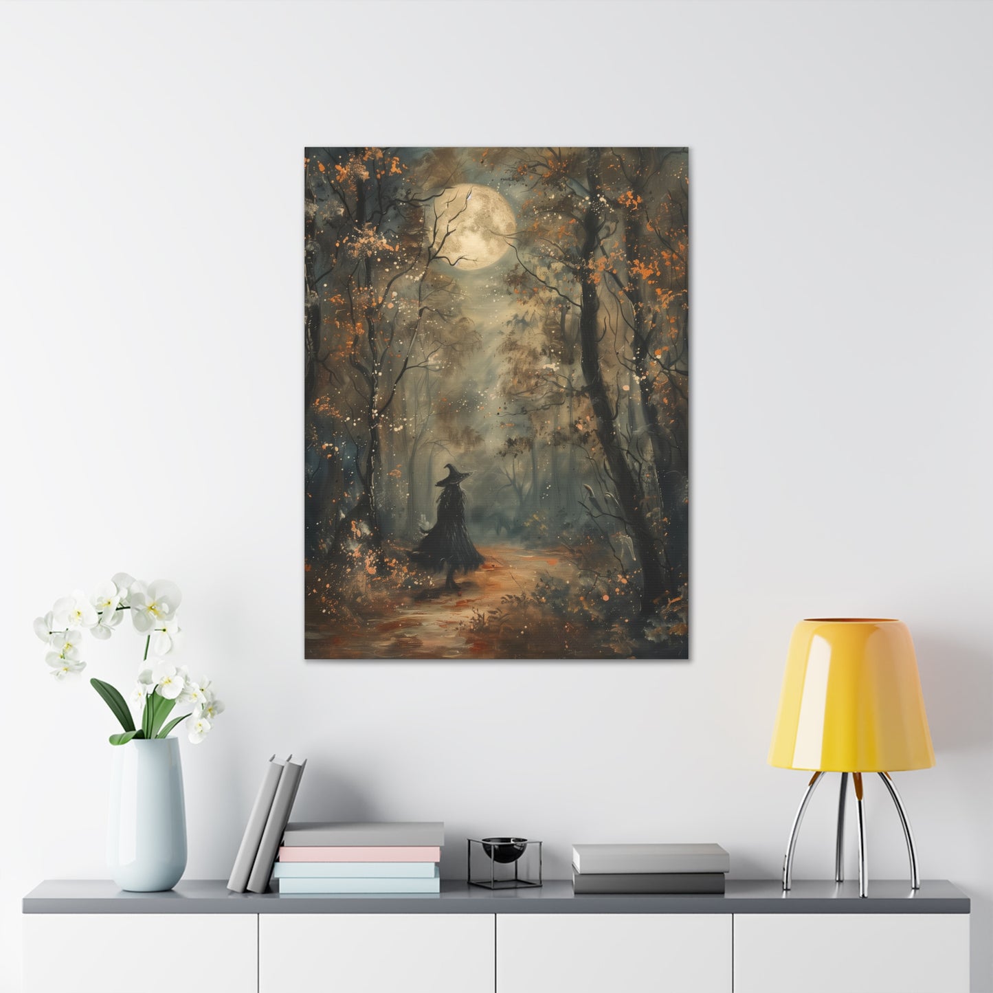 Witch in Forest Canvas Wall Art