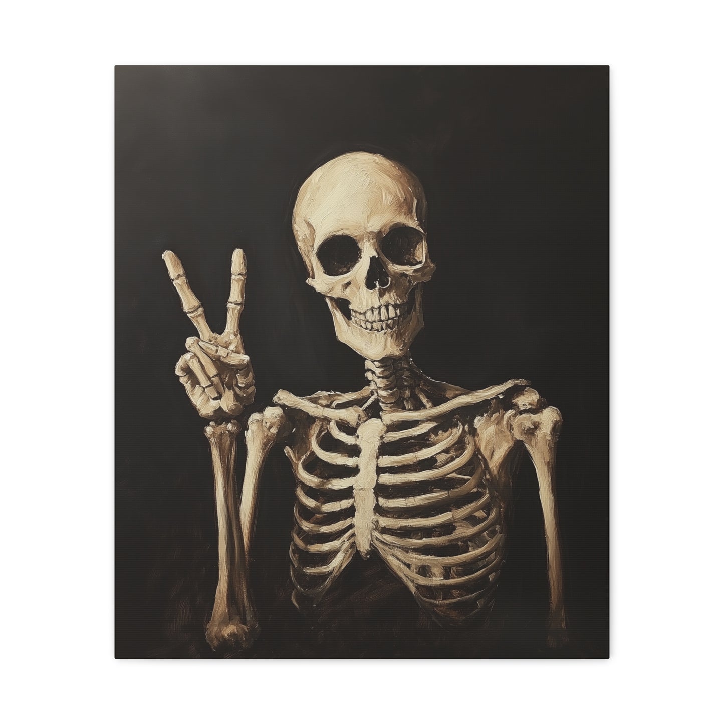 Skeleton Peace Canvas Wall Art