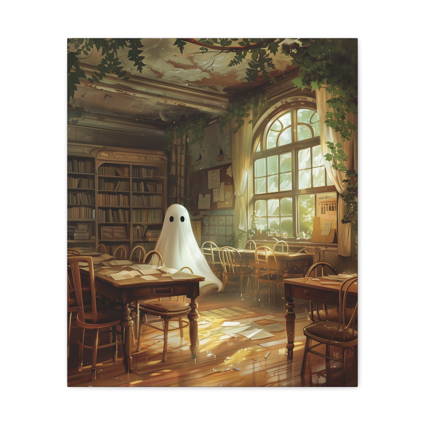 Ghost In Classroom Canvas Wall Art