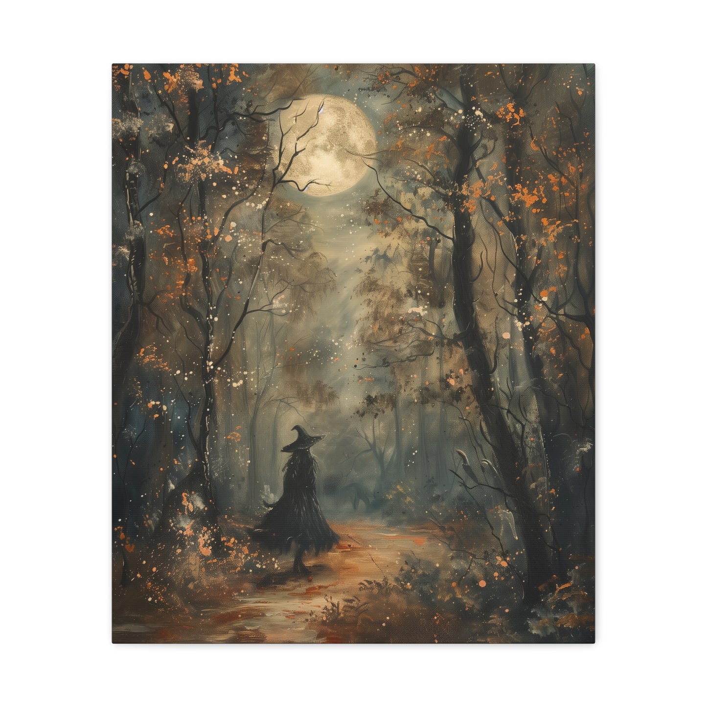 Witch in Forest Canvas Wall Art