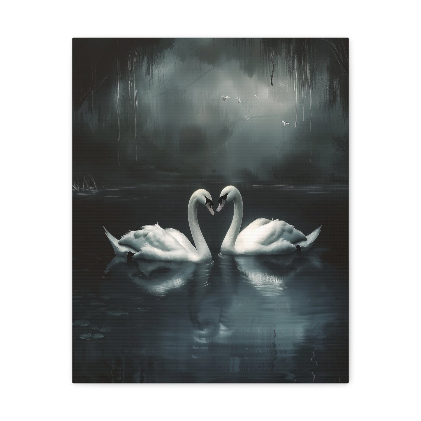 Dark Moody Swans Canvas Wall Art