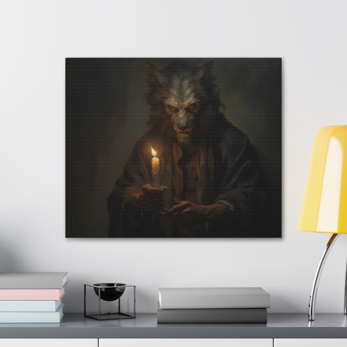 Werewolf with Candle Canvas Wall Art Halloween Decor