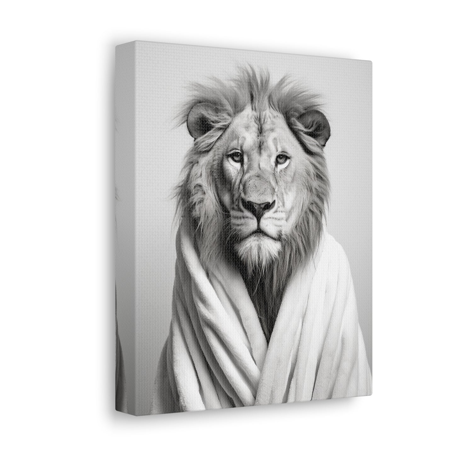 Lion In A Bathrobe Bathroom Decor Canvas Wall Art