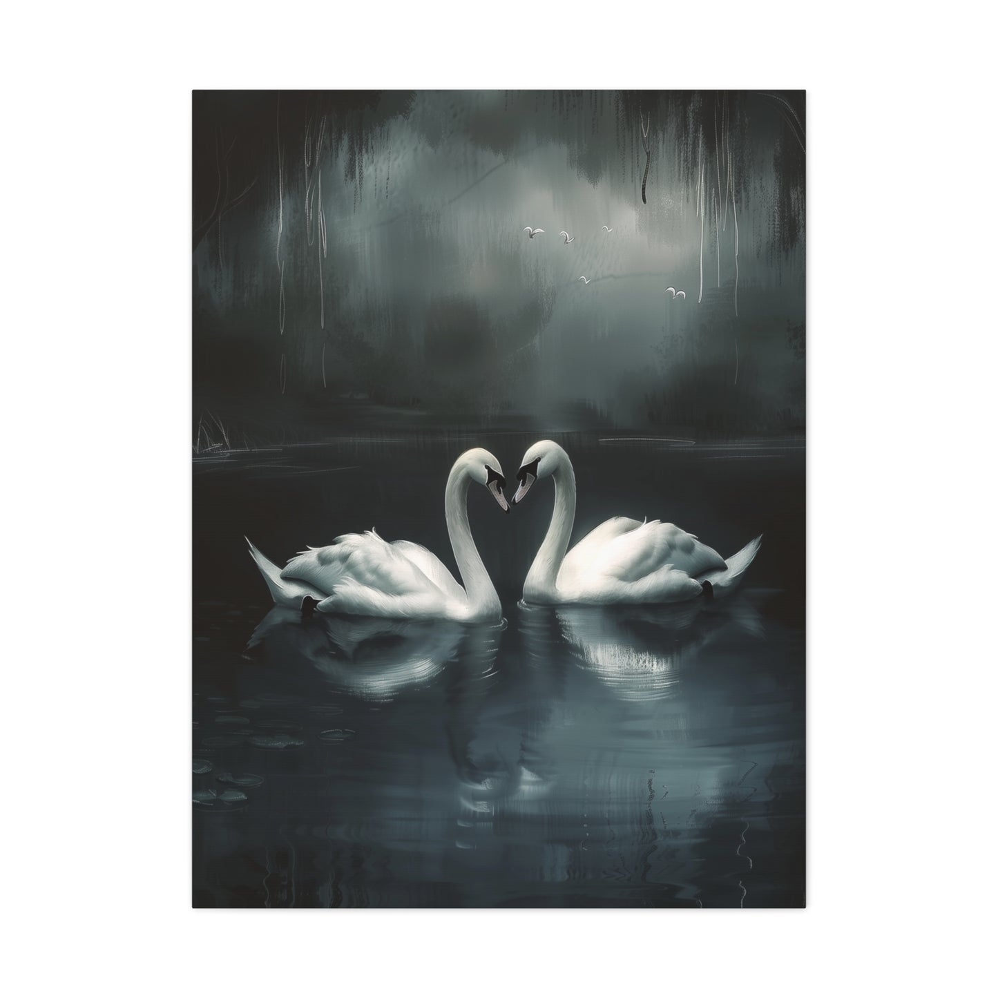 Dark Moody Swans Canvas Wall Art